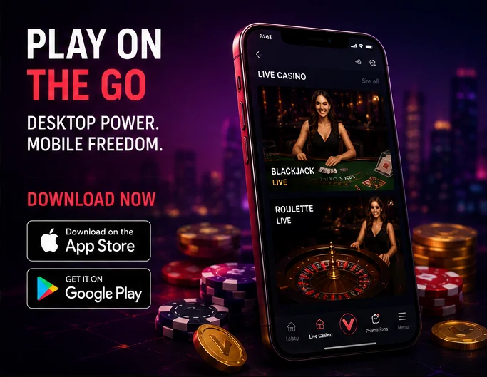 Παίκτης χρησιμοποιεί το mobile casino της Vavada από smartphone με slots και live lobby στην οθόνη